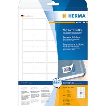 Herma Etiketter Movables 35,6 x16,9 (25) Avtagbare etiketter for laser og inkjet 