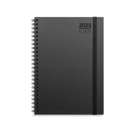 Sjefskalender GRIEG A5 spiral 2025 sort 