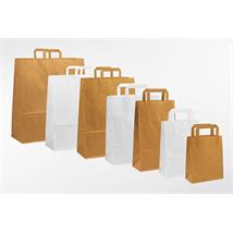 Topcraft ® papirpose med flate håndtak 180 x 80 x 140 mm | 70 gr | hvit kraft 