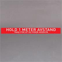 Gulvmarkering "Hold 1 meter Avstand" 10cm x 100cm | COVID | Rød/hvit 