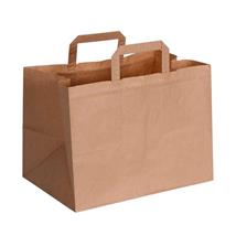 Papirpose med flate håndtak 320x160x250 80 brun kraft - nøytral (250 stk) 