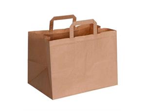 Papirpose med flate håndtak 320x160x250 80 brun kraft - nøytral (250 stk) 
