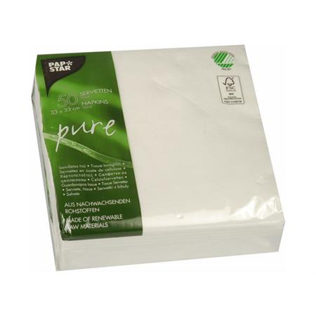 Servietter PURE 33x33cm hvit (50) Servietter 