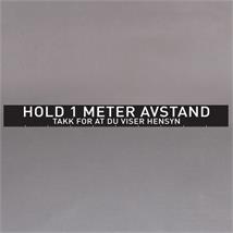 Gulvmarkering "Hold 1 meter Avstand" 10cm x 100cm | COVID | Sort/hvit 